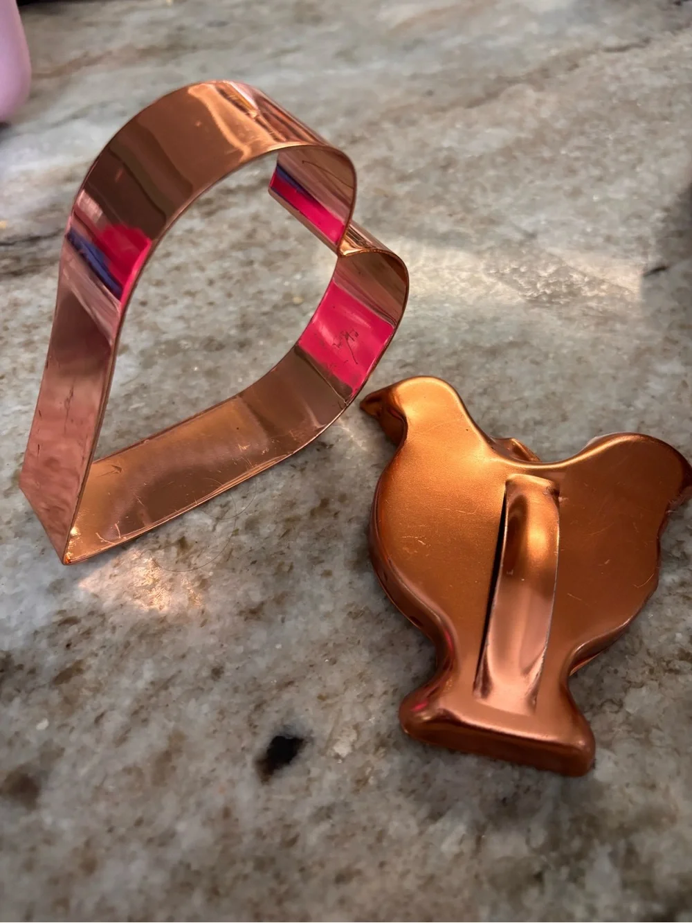Heart and chicken copper cookie cutters